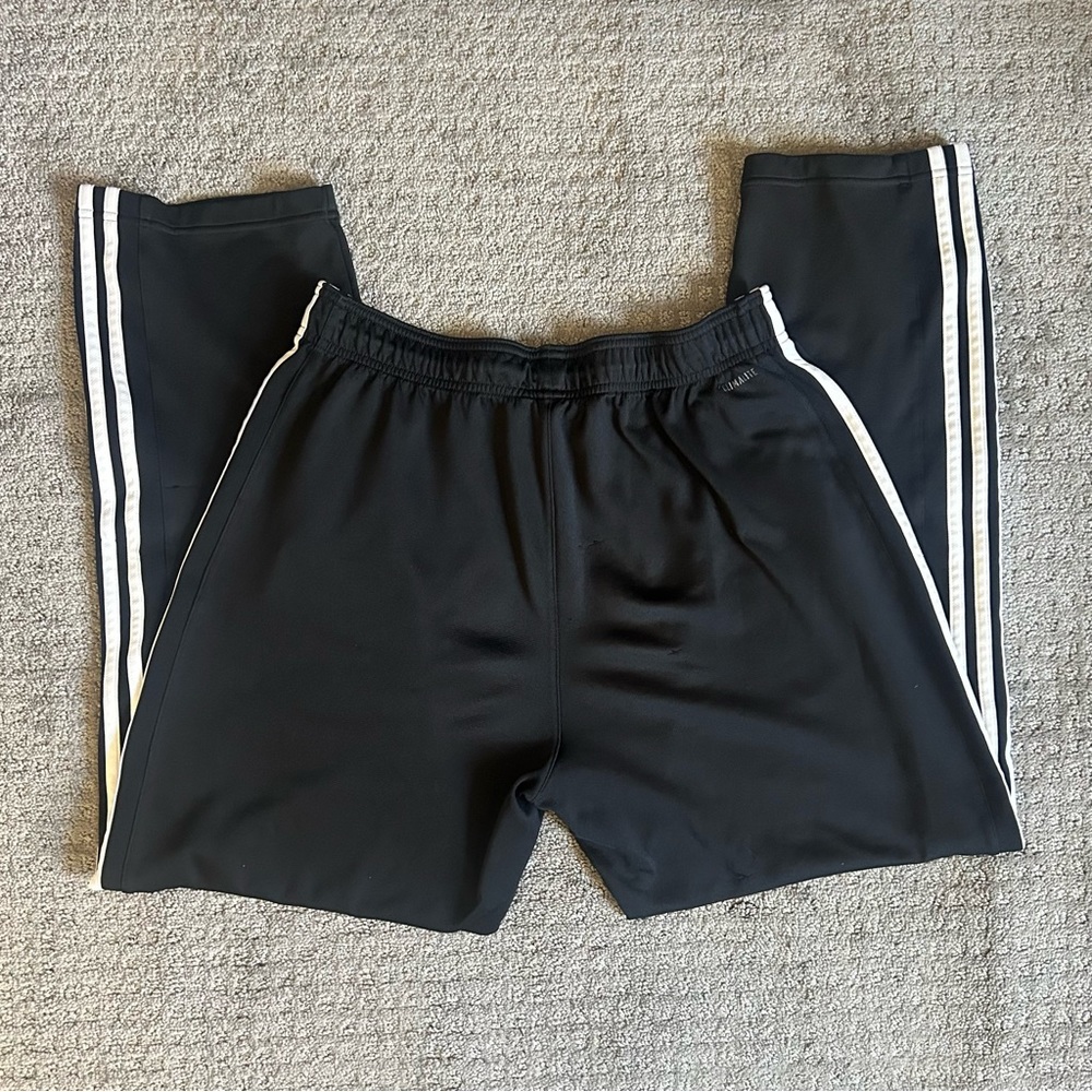 Adidas Men’s Large Black 3-Stripe Straight Leg Drawstring Track Sweatpants